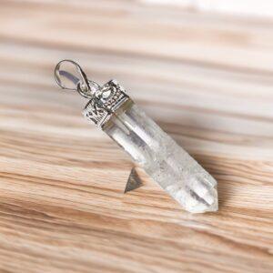 clear crystal quartz or sphatik pencil pendant