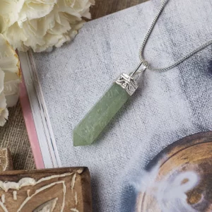Green aventurine crystal pendant necklace