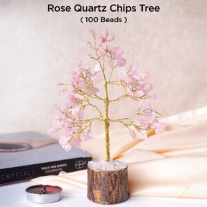 Rose quartz crystal tree 100 beads