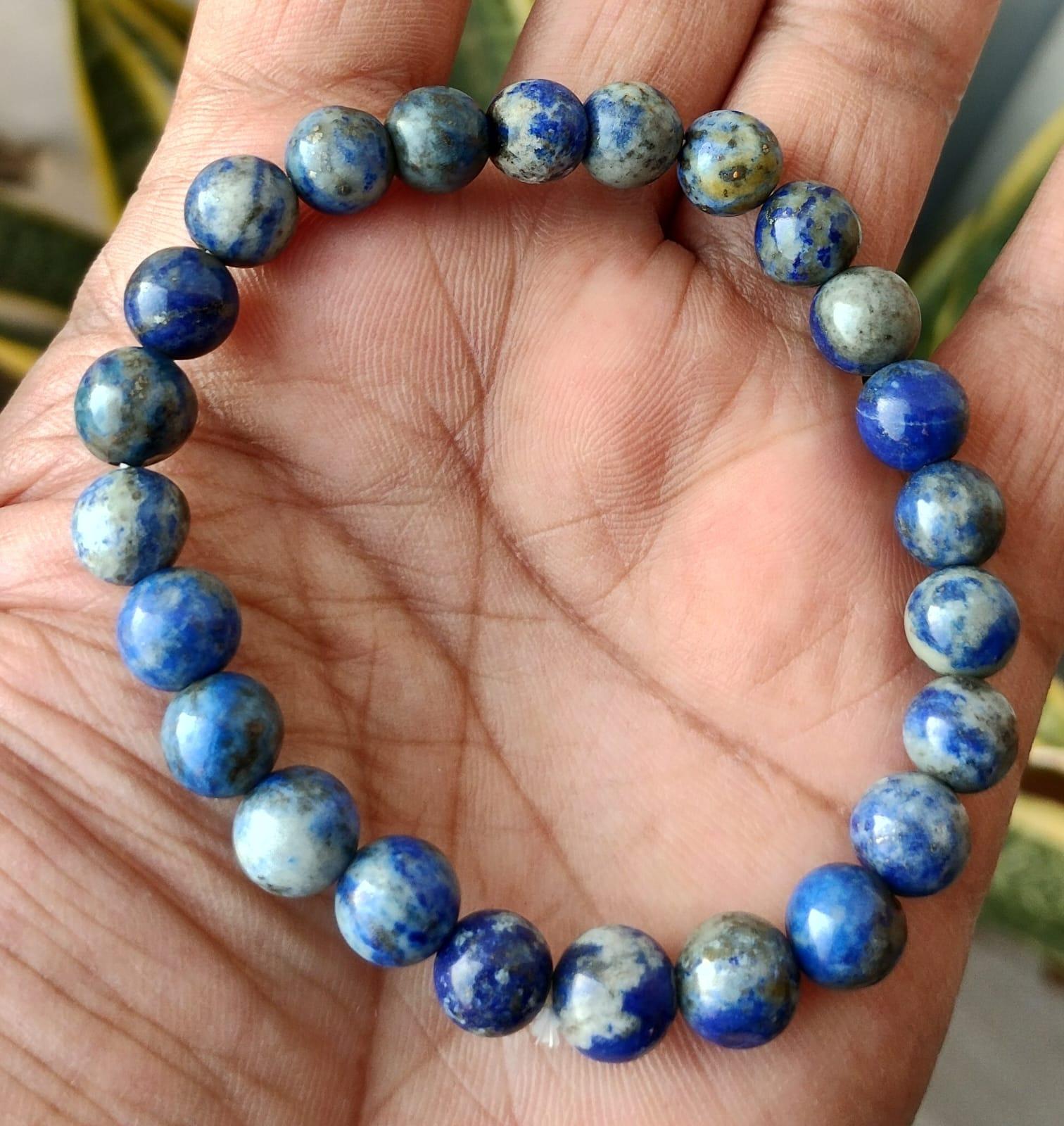 natural lapis lazuli stretchable bracelet size 8 mm with lab certificate