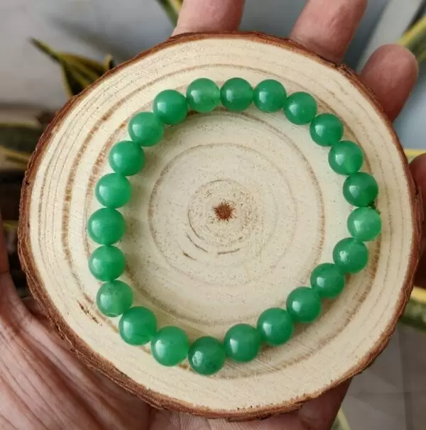 Green Aventurine Round Stone Bead Mala Stretch Bracelet, polished or m –  Well Done Goods, by Cyberoptix