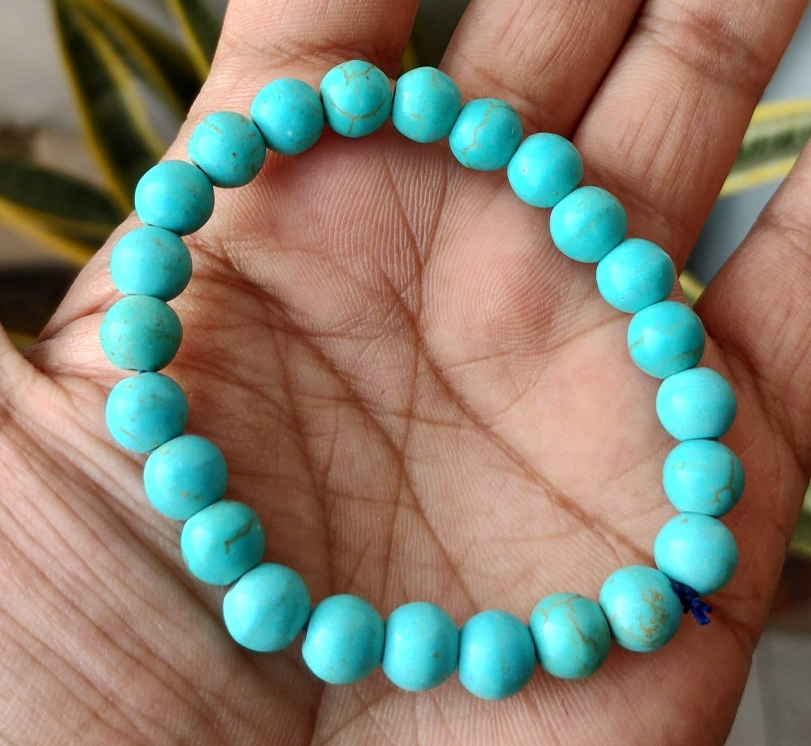 Turquoise (Firoza) Bracelet With Silver Trinklet - Rudra Centre