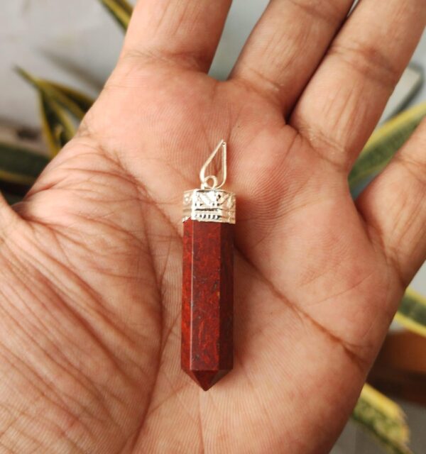 Red jasper crystal pencil pendant