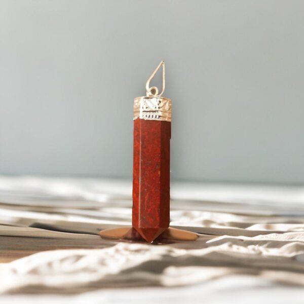 Red jasper crystal pencil pendant