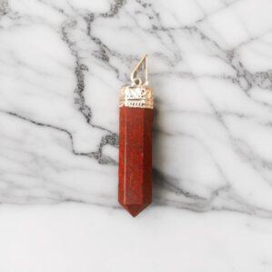 Red jasper crystal pencil pendant