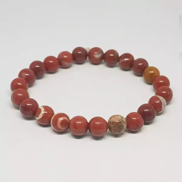 Red Jasper 10mm faceted round bracelet - Moksa