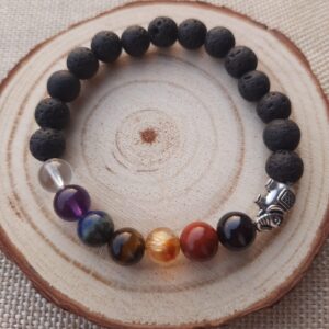 7 chakra crystal bracelet with lava stone