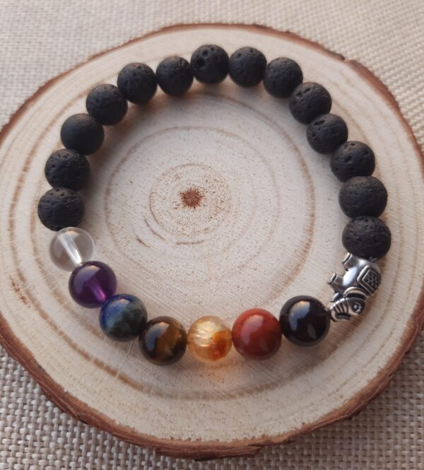 7 chakra crystal bracelet with lava stone