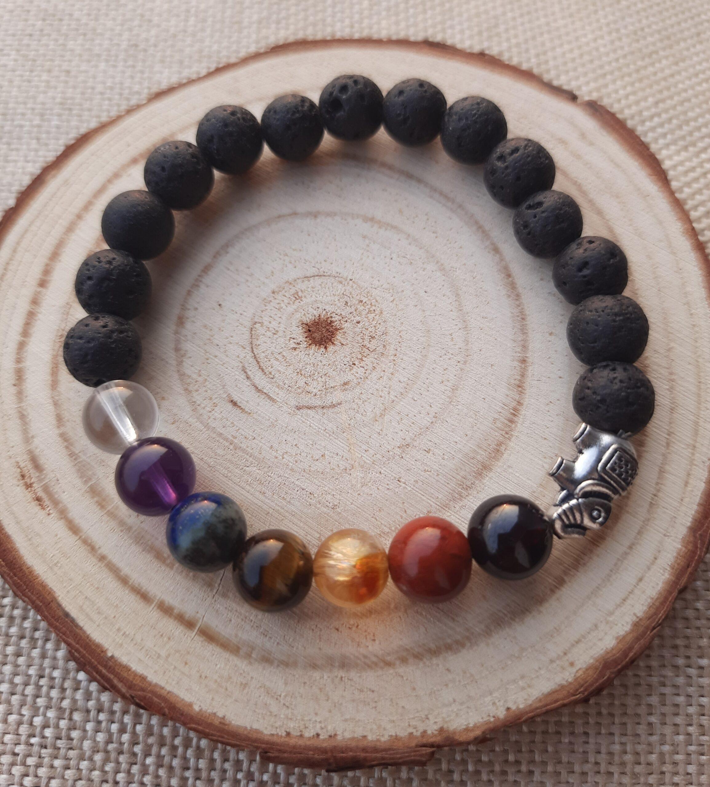 Seven Chakra Bracelet with White Agate Beads – MADE Art Boutique