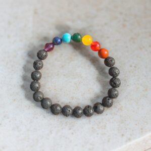 7 chakra crystal bracelet with lava stone