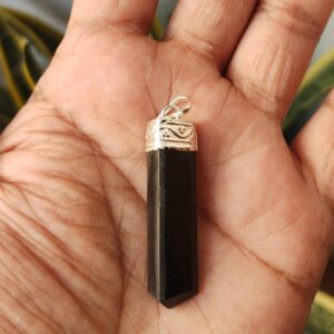 black tourmaline crystal pencil pendant