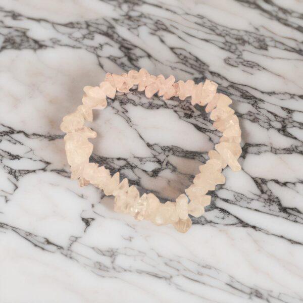 Rose quartz crystal chip bracelet