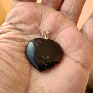 Black tourmaline heart pendant