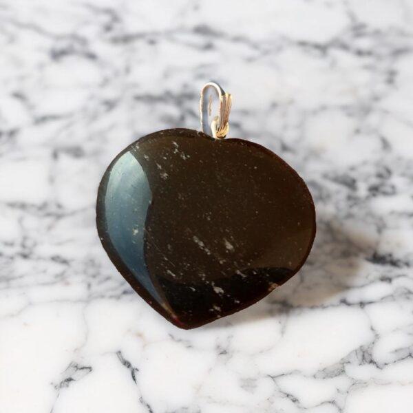 Black tourmaline crystal heart pendant