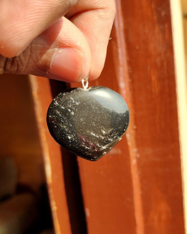 Black tourmaline heart pendant