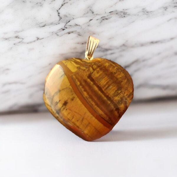 Natural tiger eye crystal heart pendant