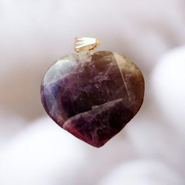 natural and original amethyst crystal heart pendant