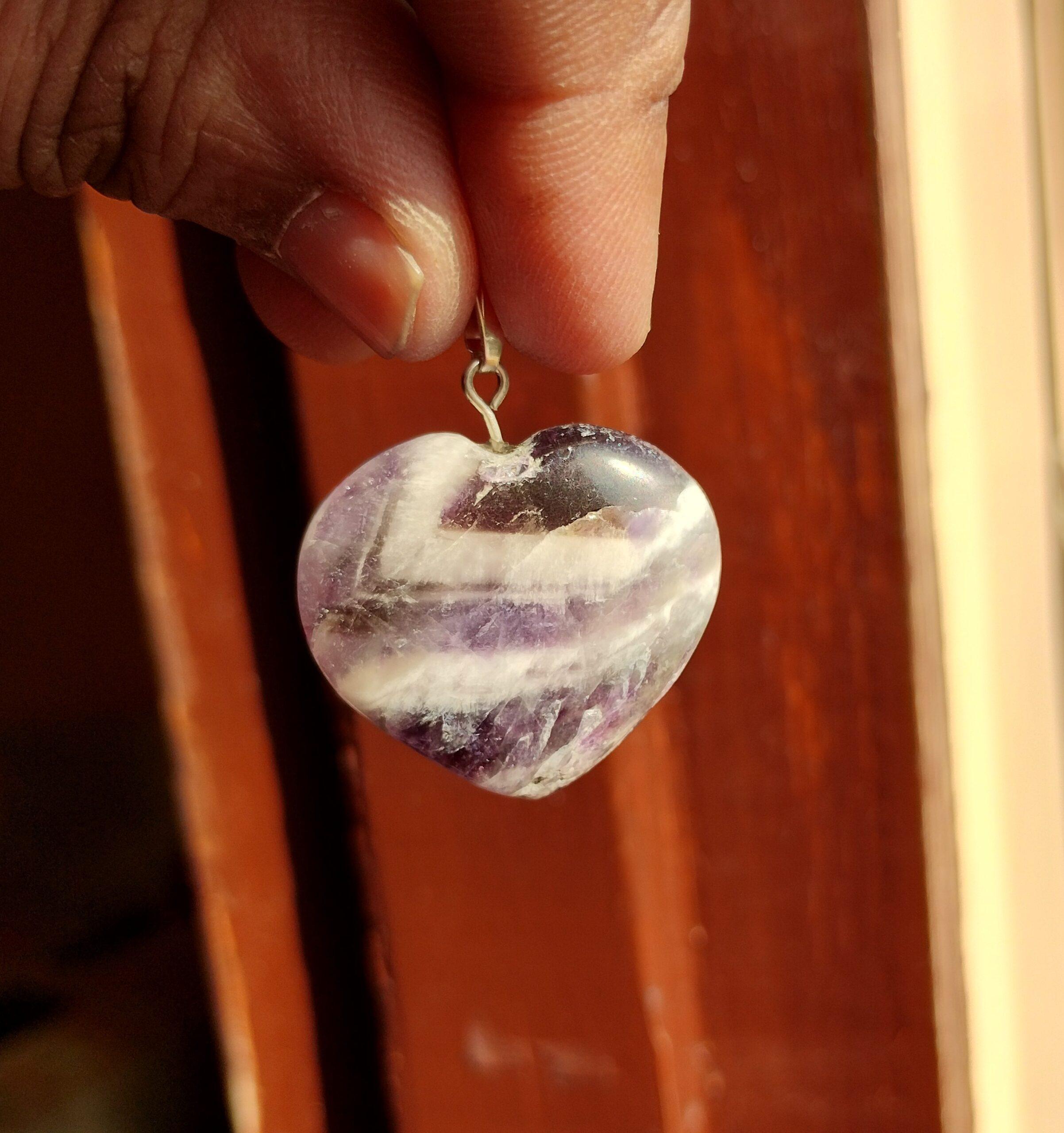 natural and original amethyst heart pendant