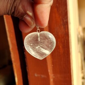 clear crystal quartz sphatik heart pendant