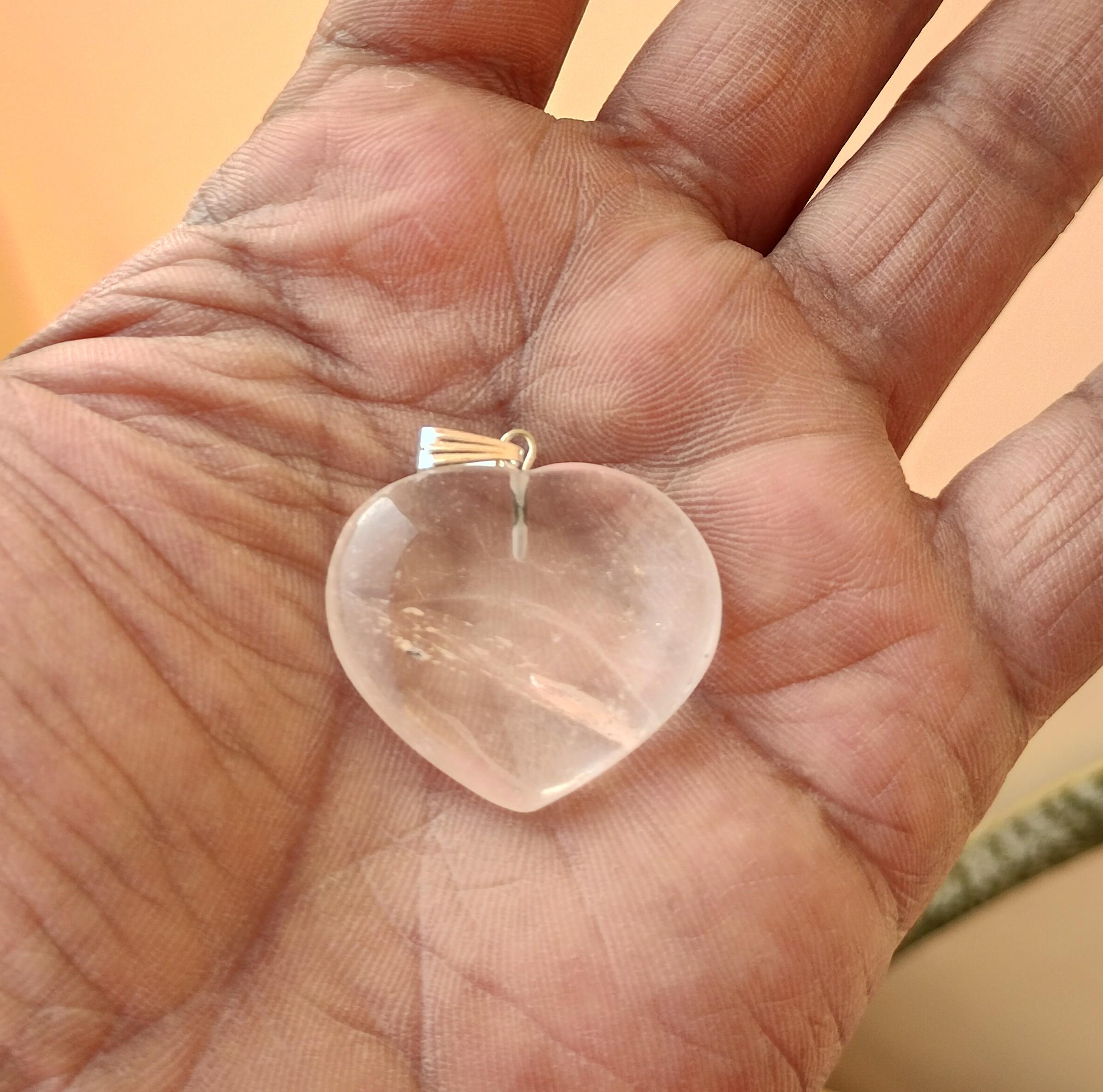clear quartz sphatik heart pendant