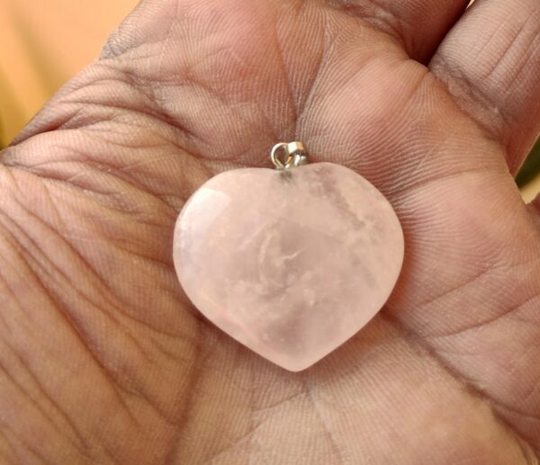 Natural and original rose quartz heart pendant