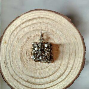 Original pyrite pendant in sterling silver , natural pyrite pendant