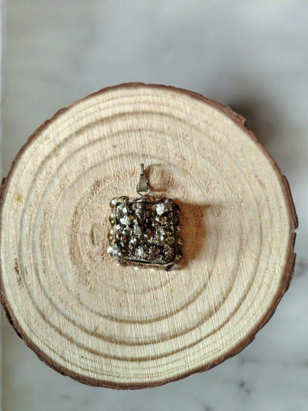 Original pyrite pendant in sterling silver , natural pyrite pendant