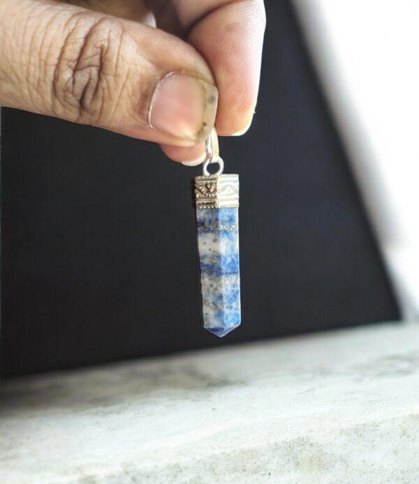 Original Lapis lazuli crystal pencil pendant